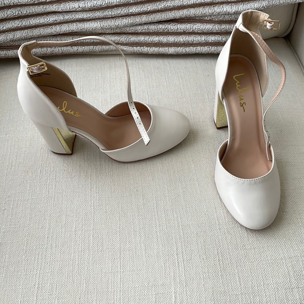 Lulus Laura Off White Ankle Strap Heels - Size 8